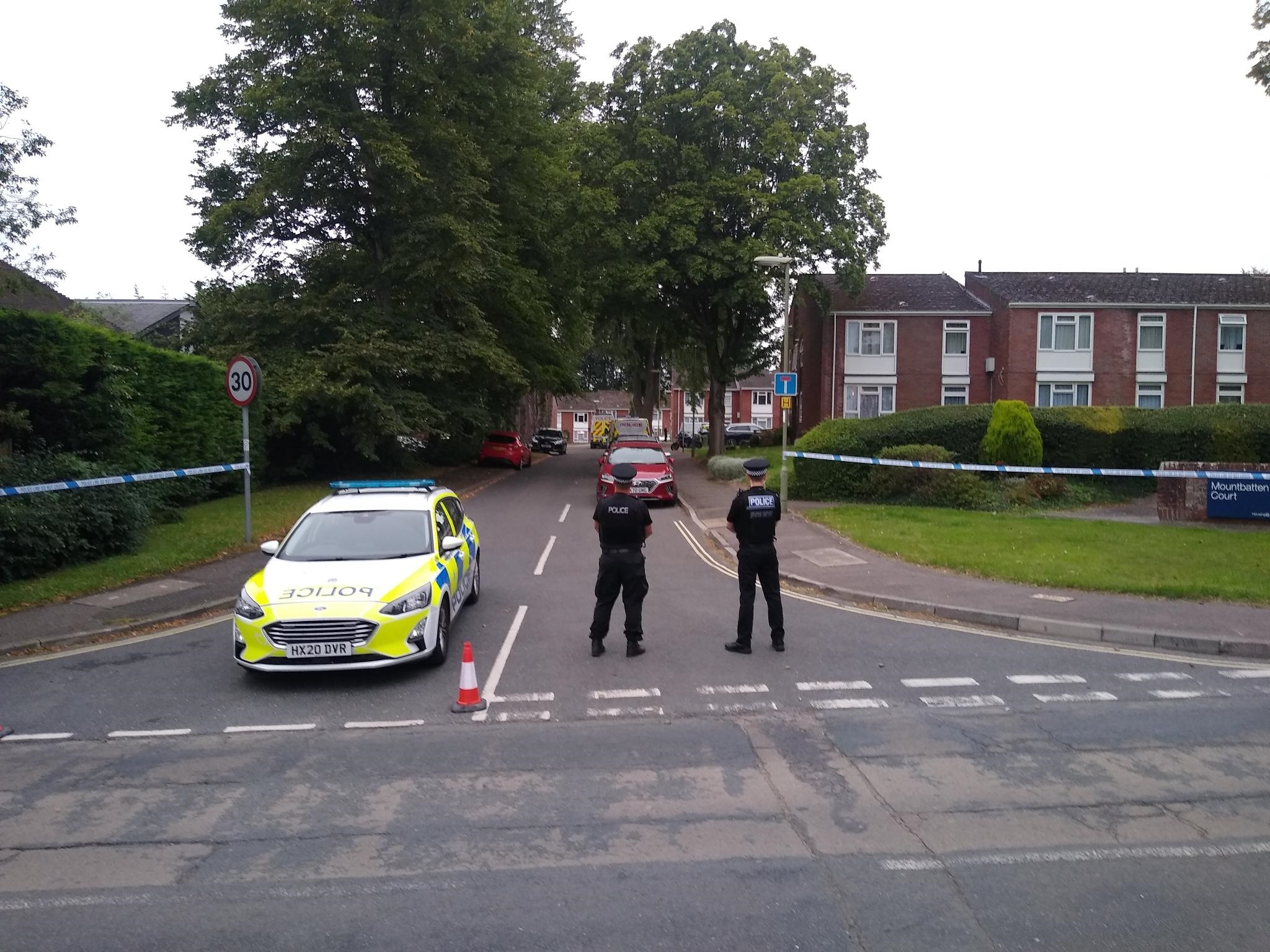 Sealed-off Mountbatten Court in Winchester on Thursday