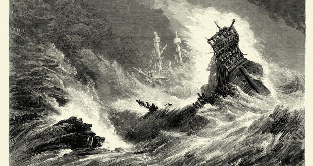 Spanish ships crashing in the waters to the west of Ireland.