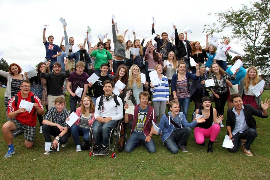 Hampshire students celebrate their A Level results.